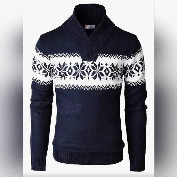 H2H Men’s Slim Fit Casual Christmas Sweater - Picture 2 of 8